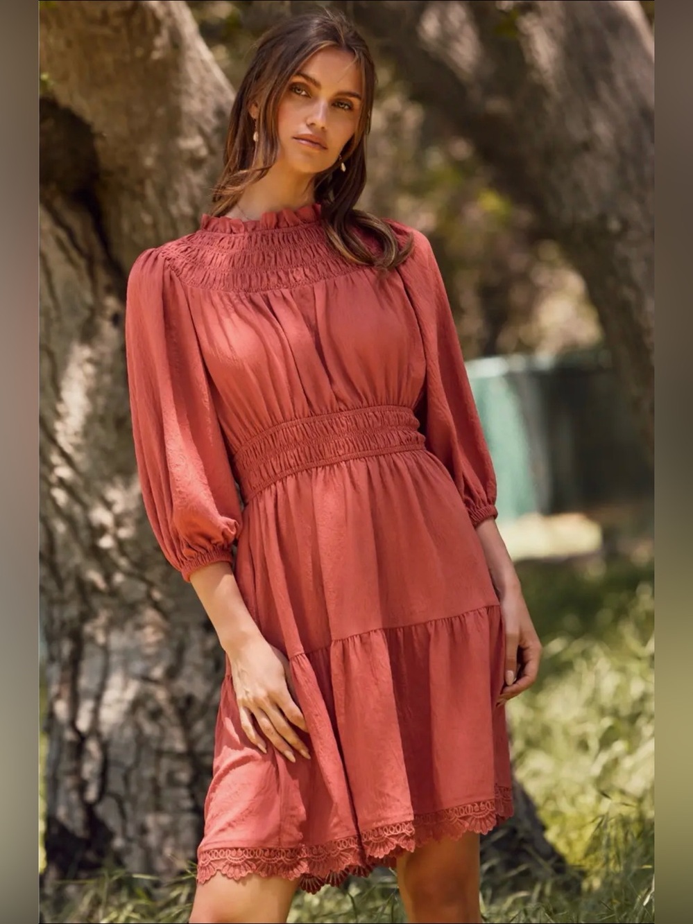 Oddi Boho Smocked Solid Airflow Mini Dress